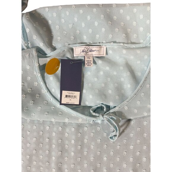 NEW Libby Edelman Womens XL Blue Swiss Dot Blouse Cold Sholder Summer top Boho - Picture 9 of 14